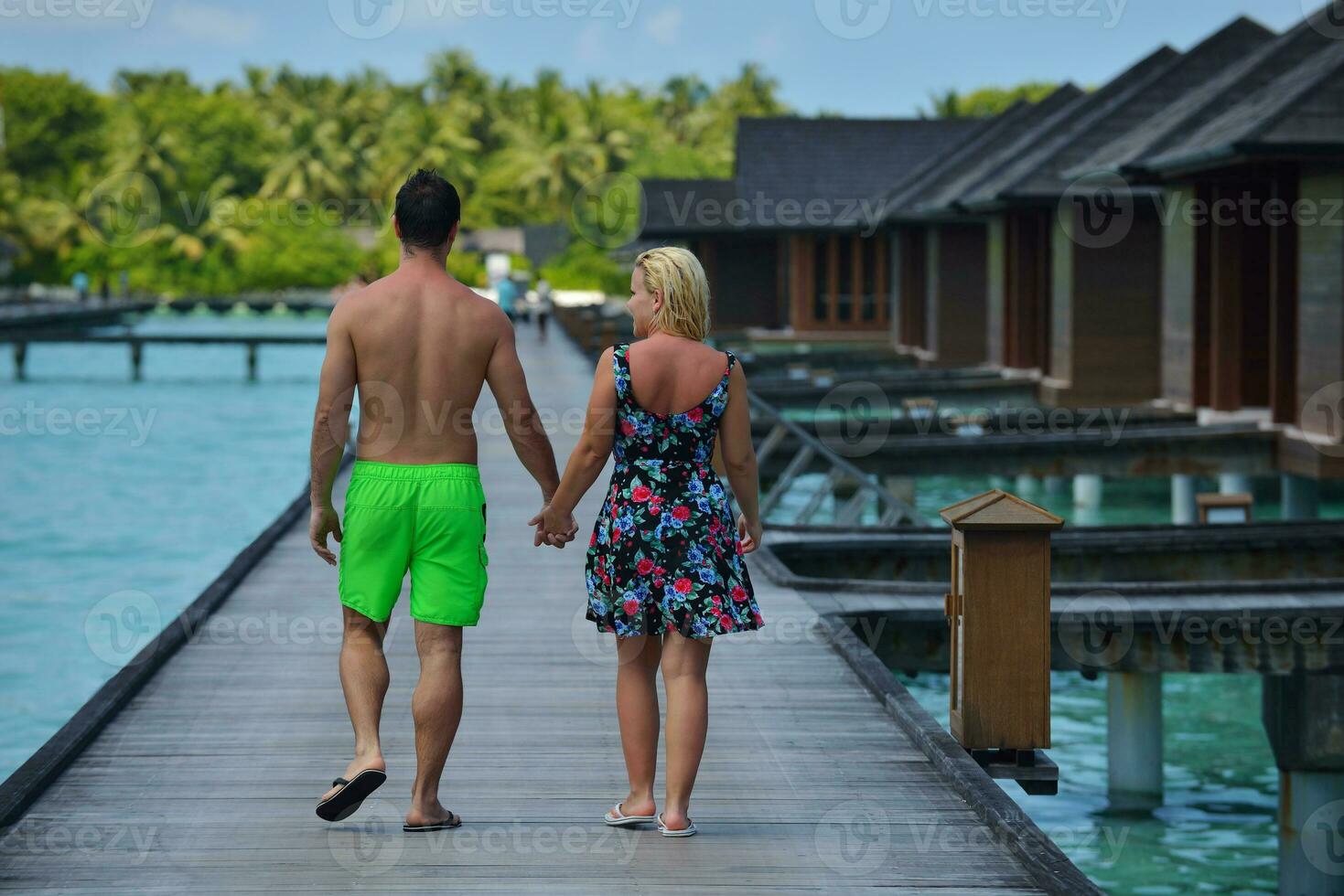 happy young  couple at summer vacation have fun and relax photo