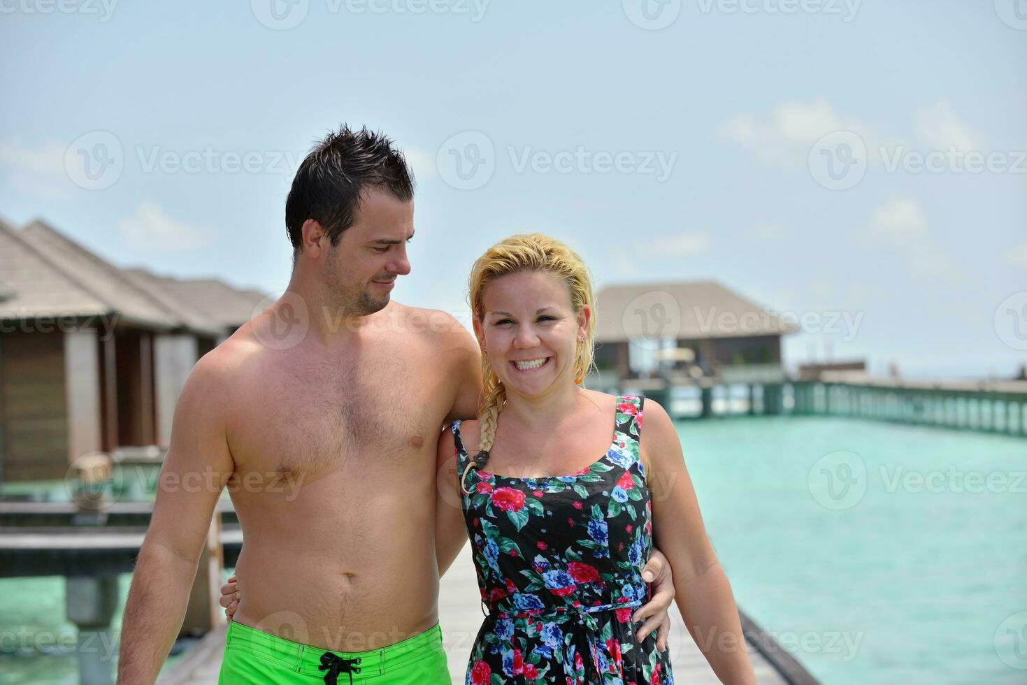 happy young  couple at summer vacation have fun and relax photo