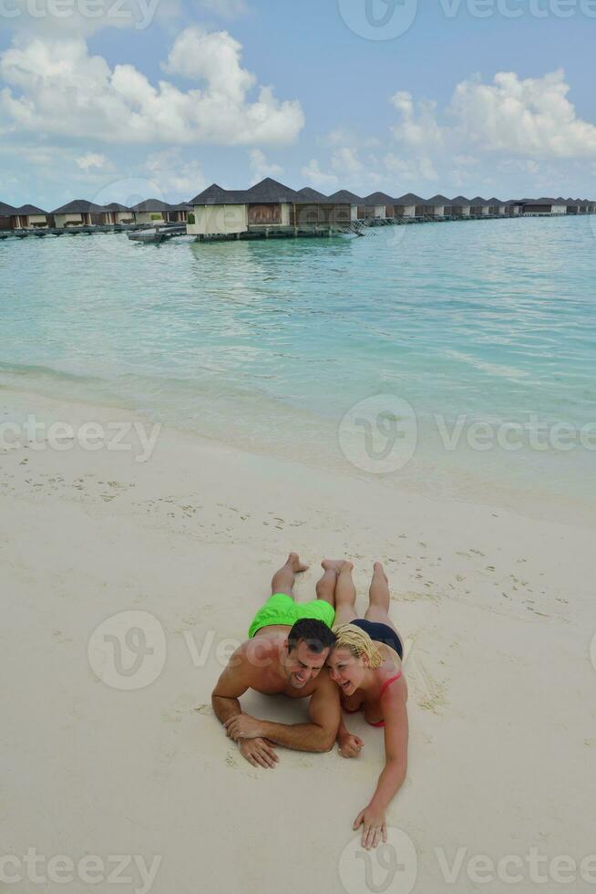 happy young  couple at summer vacation have fun and relax photo