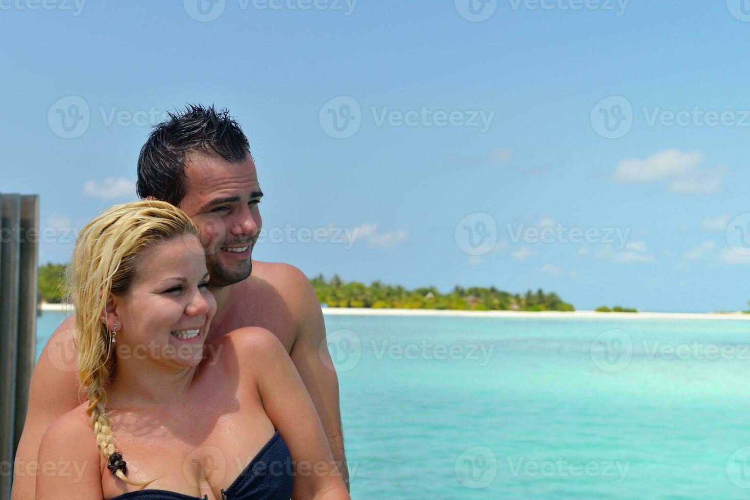 happy young  couple at summer vacation have fun and relax photo