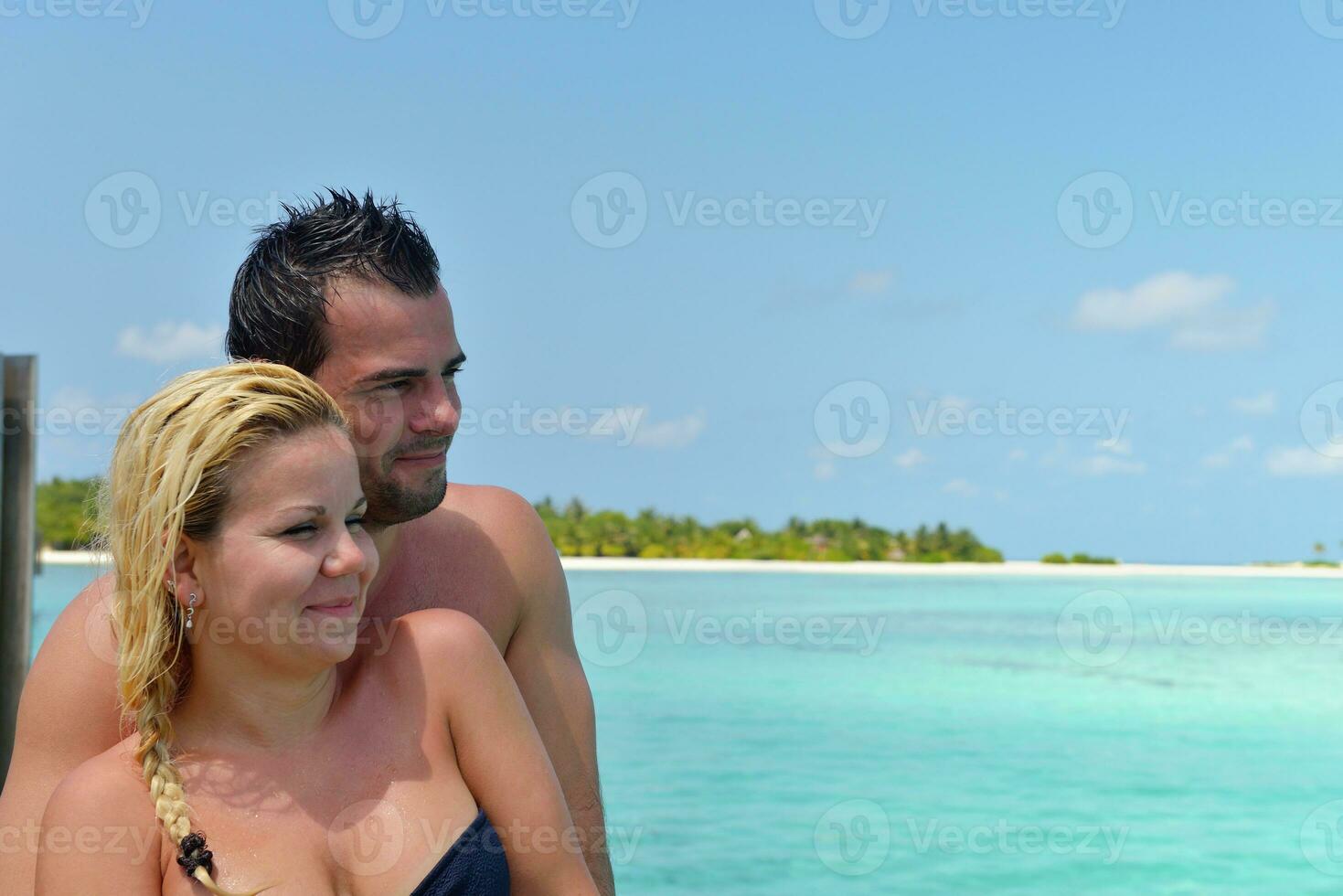 happy young  couple at summer vacation have fun and relax photo