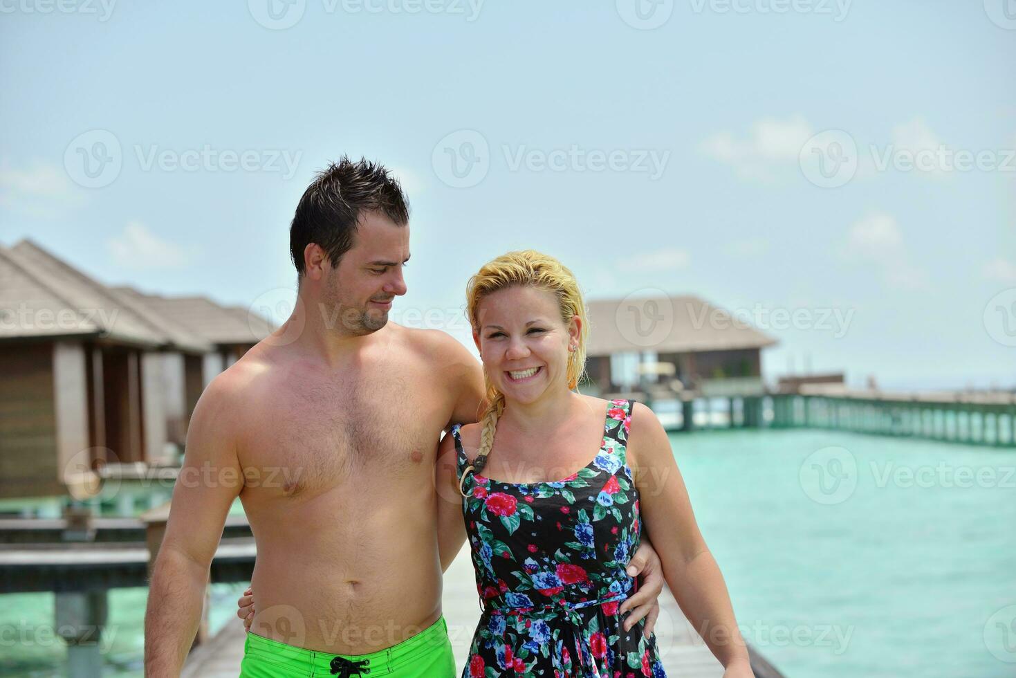 happy young  couple at summer vacation have fun and relax photo