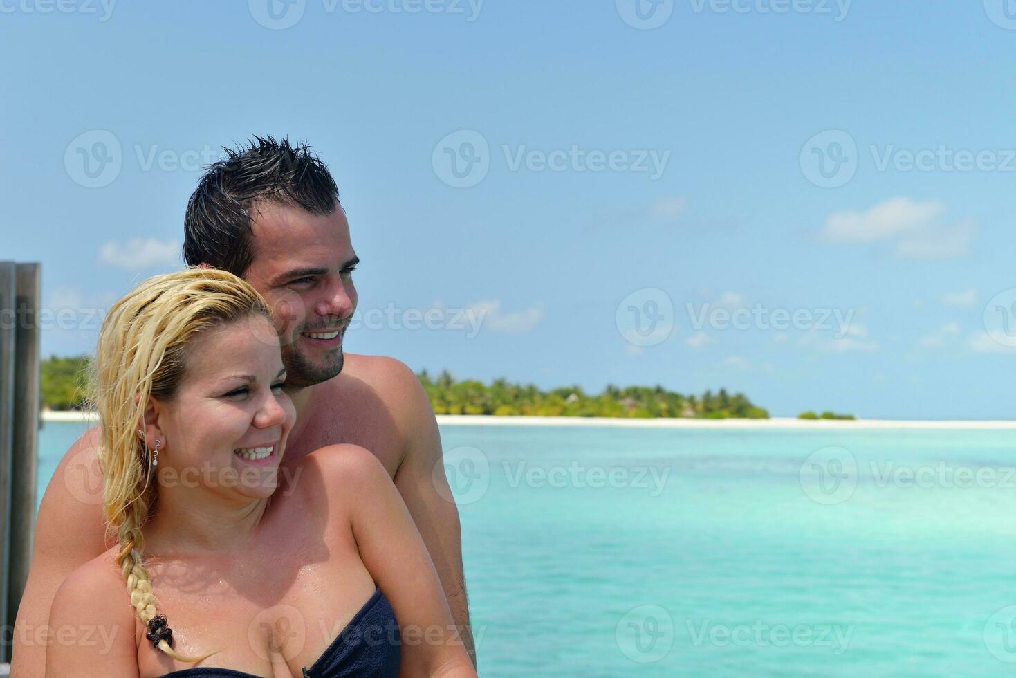 happy young  couple at summer vacation have fun and relax photo