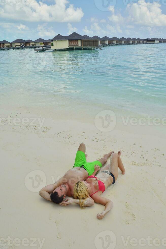 happy young  couple at summer vacation have fun and relax photo