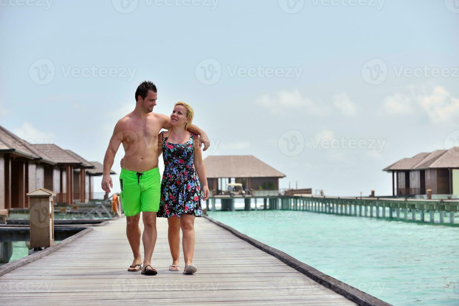 happy young  couple at summer vacation have fun and relax photo