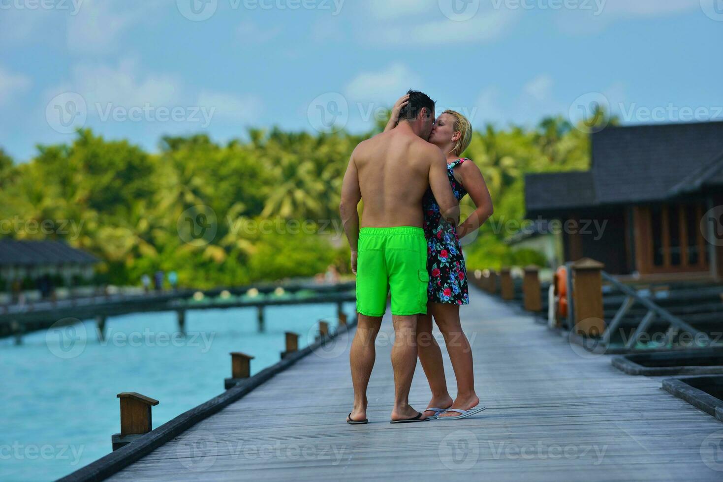 happy young  couple at summer vacation have fun and relax photo