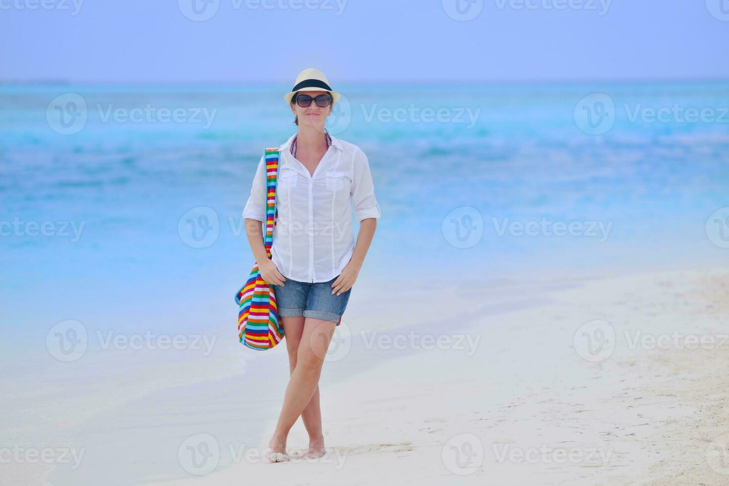 happy woman enjoy summer vacation photo