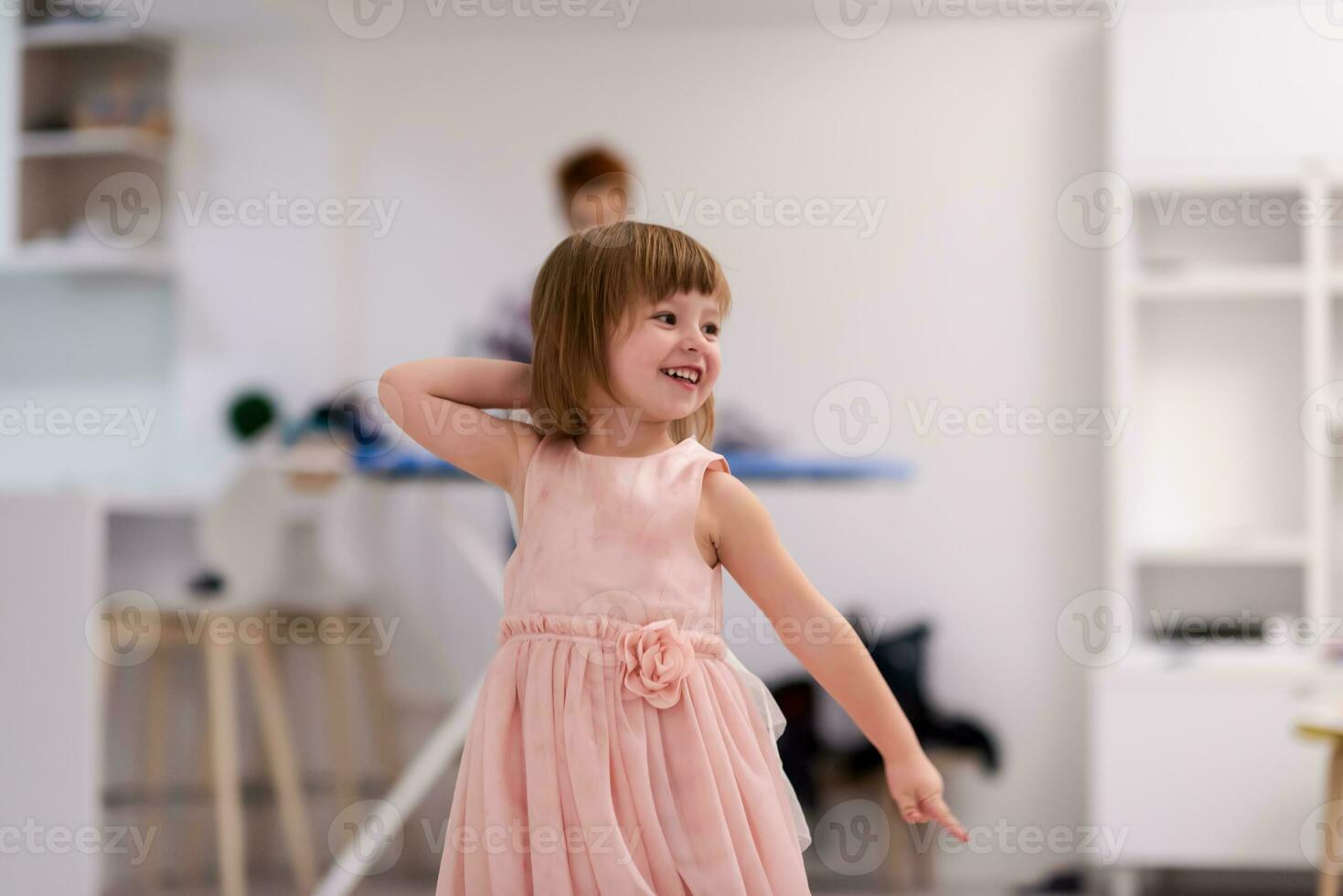 mother and little daughter spending time together at home photo