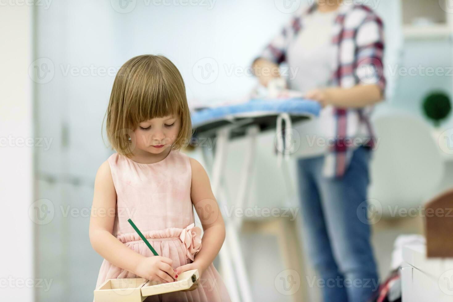 mother and daughter spending time together at home photo