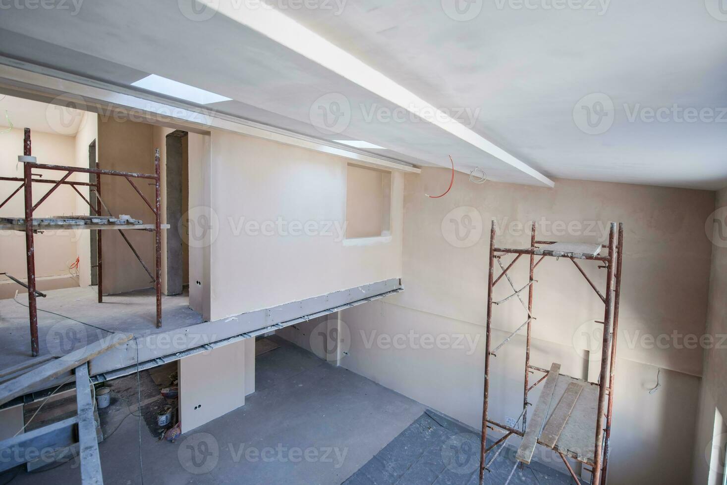 interior of construction site with scaffolding photo