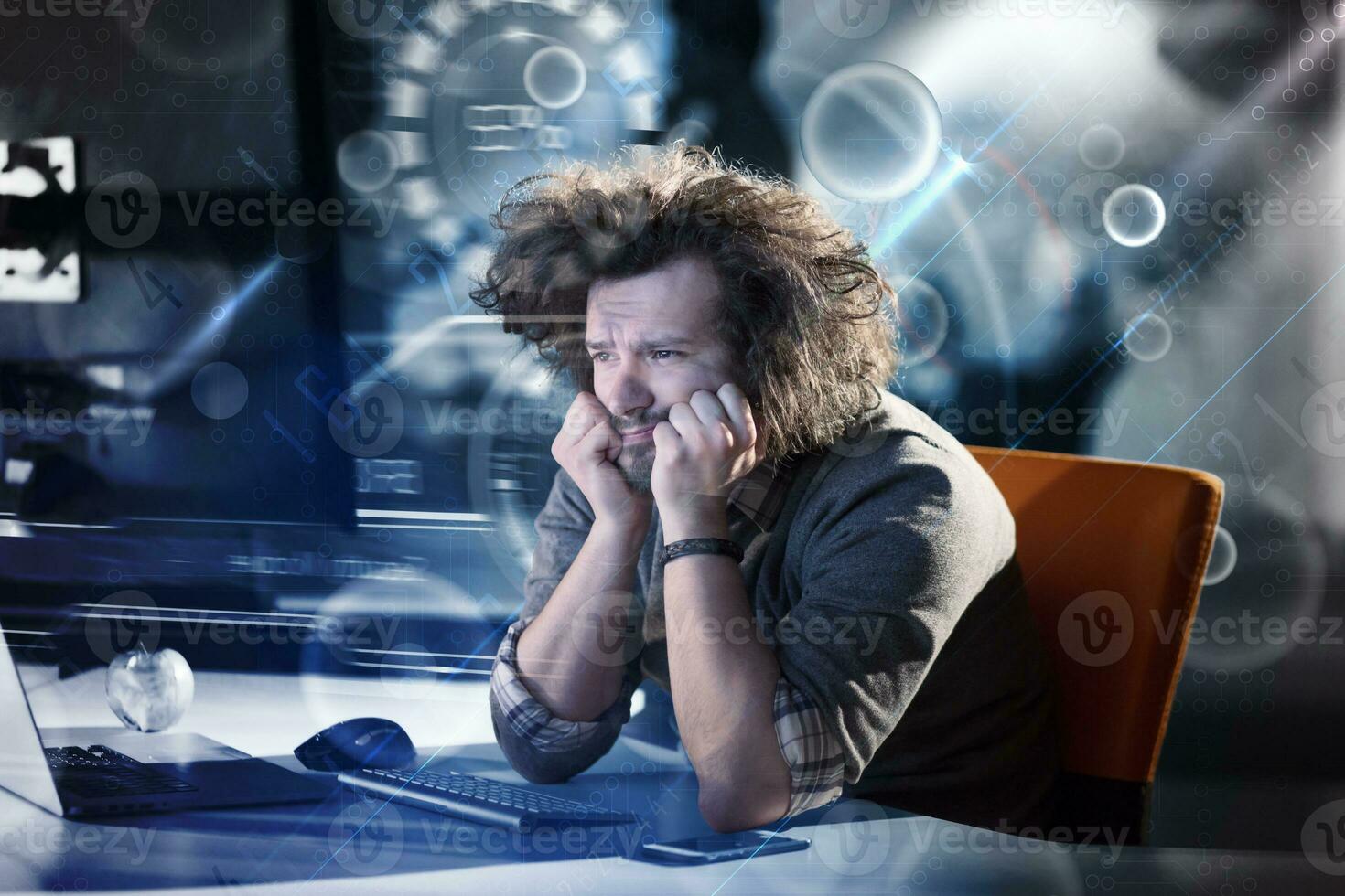 businessman relaxing at the desk photo