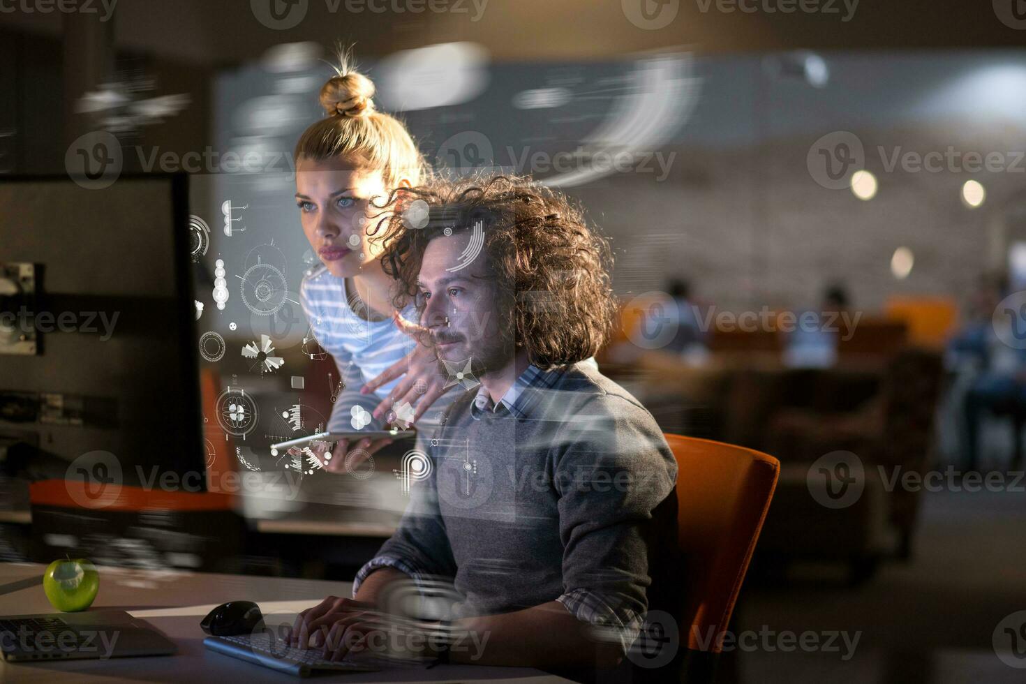 young designers in the night office photo