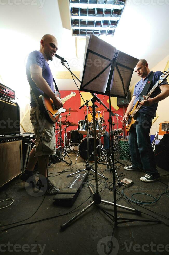 music band have training in garage photo