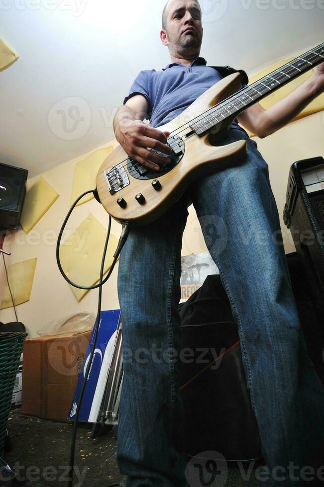 music band have training in garage photo