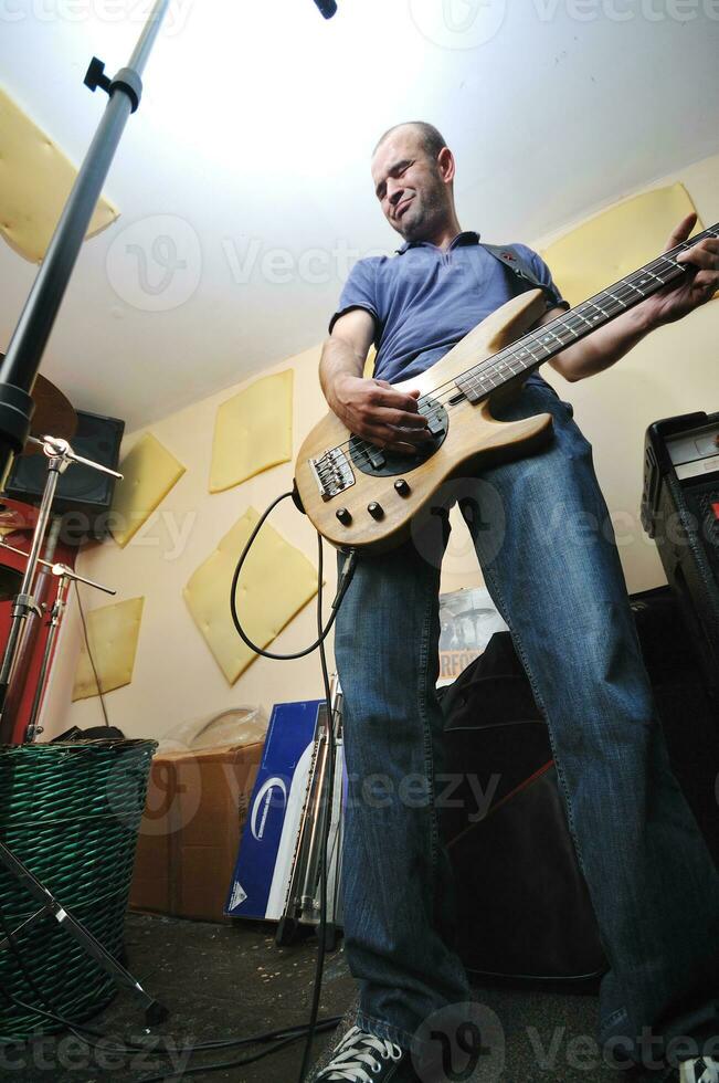 music band have training in garage photo