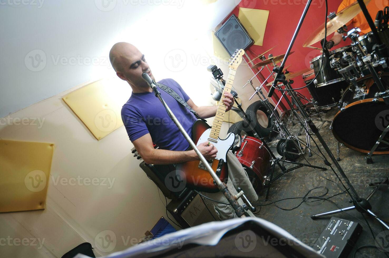 music band have training in garage photo