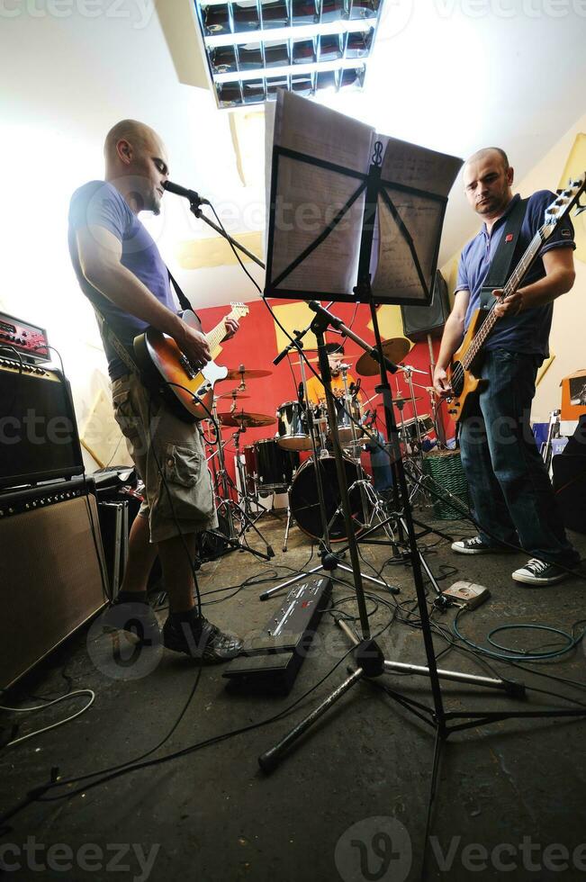music band have training in garage photo