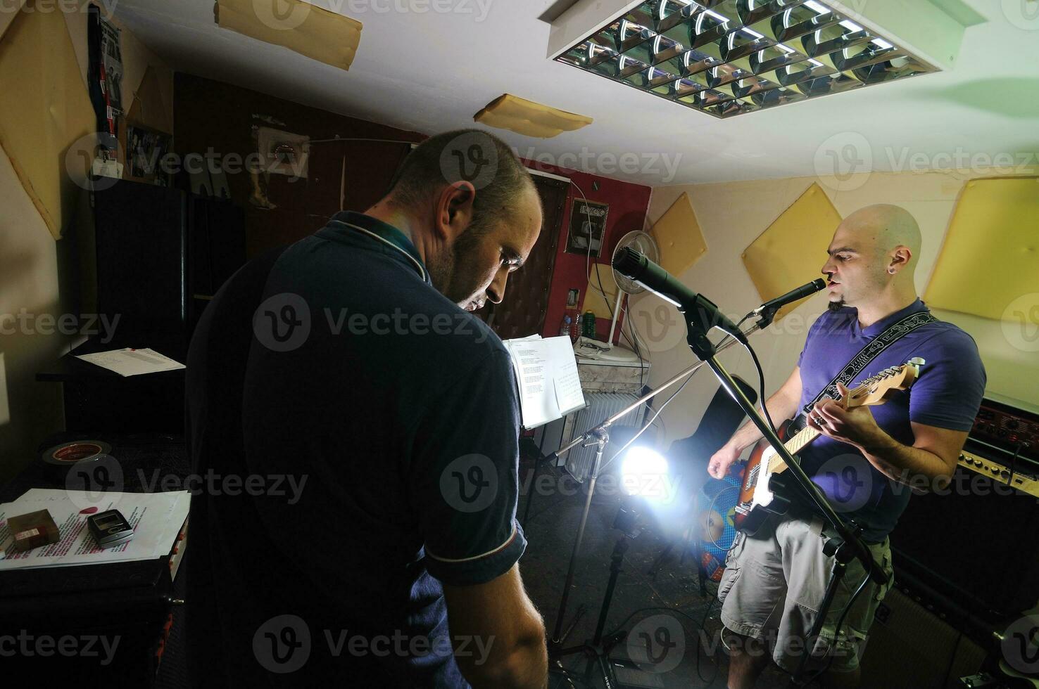 music band have training in garage photo