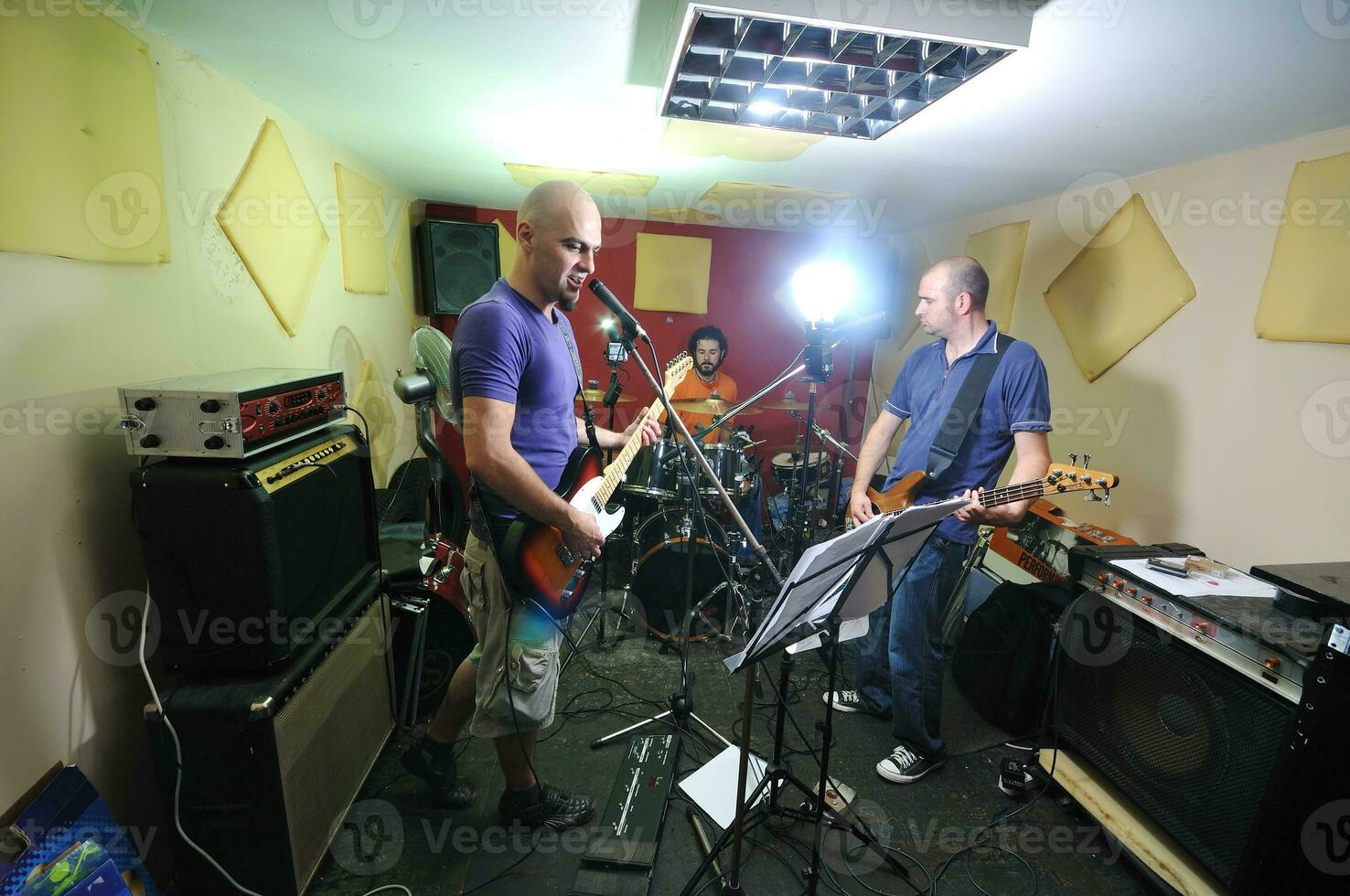 music band have training in garage photo