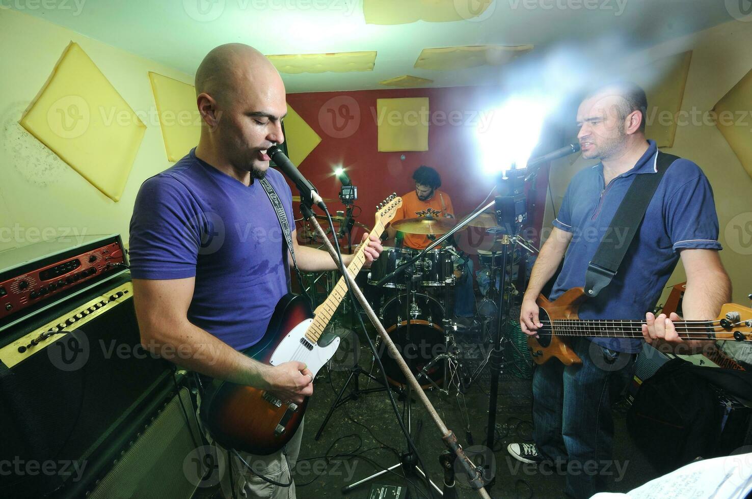 music band have training in garage photo