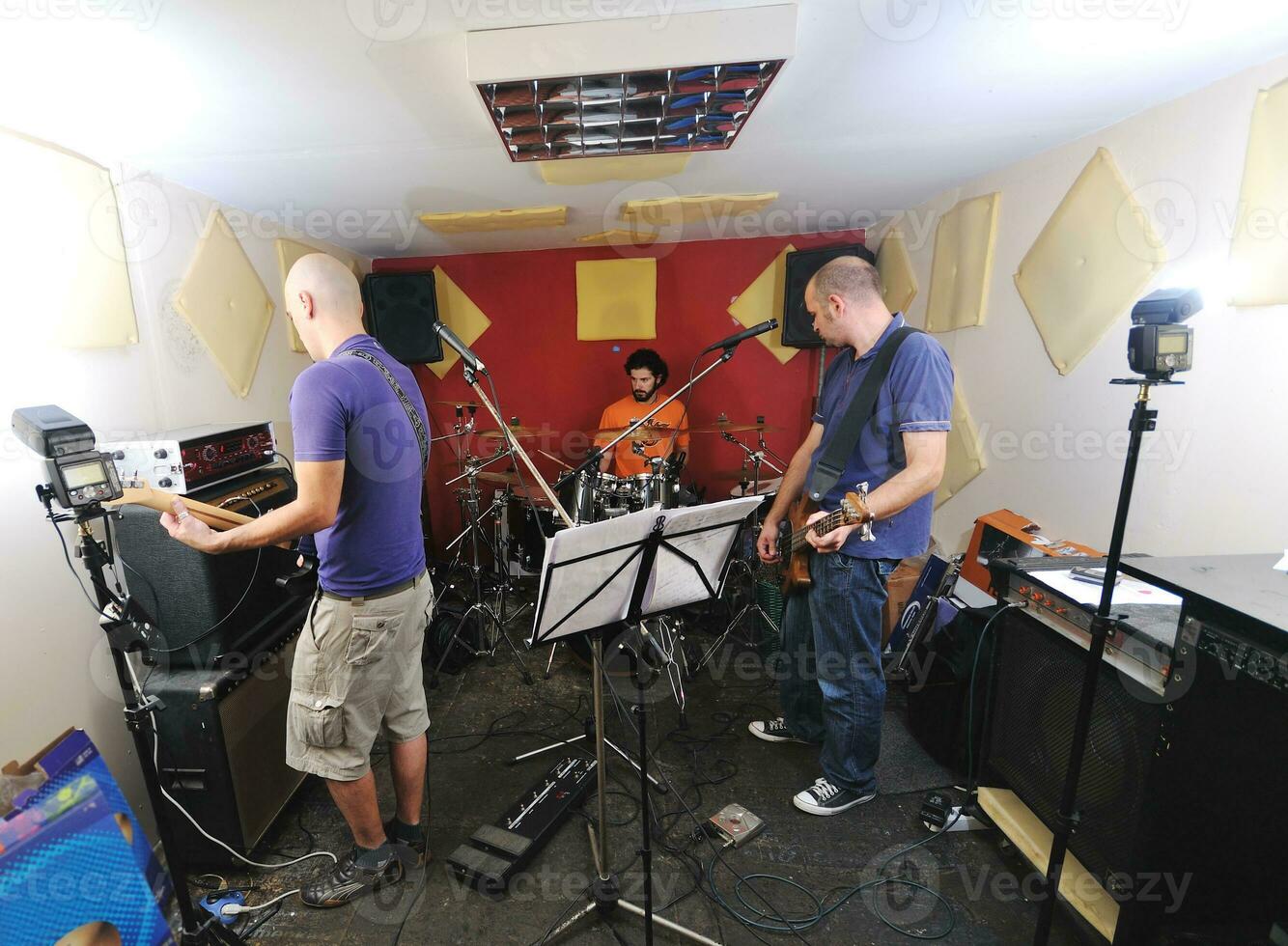 music band have training in garage photo