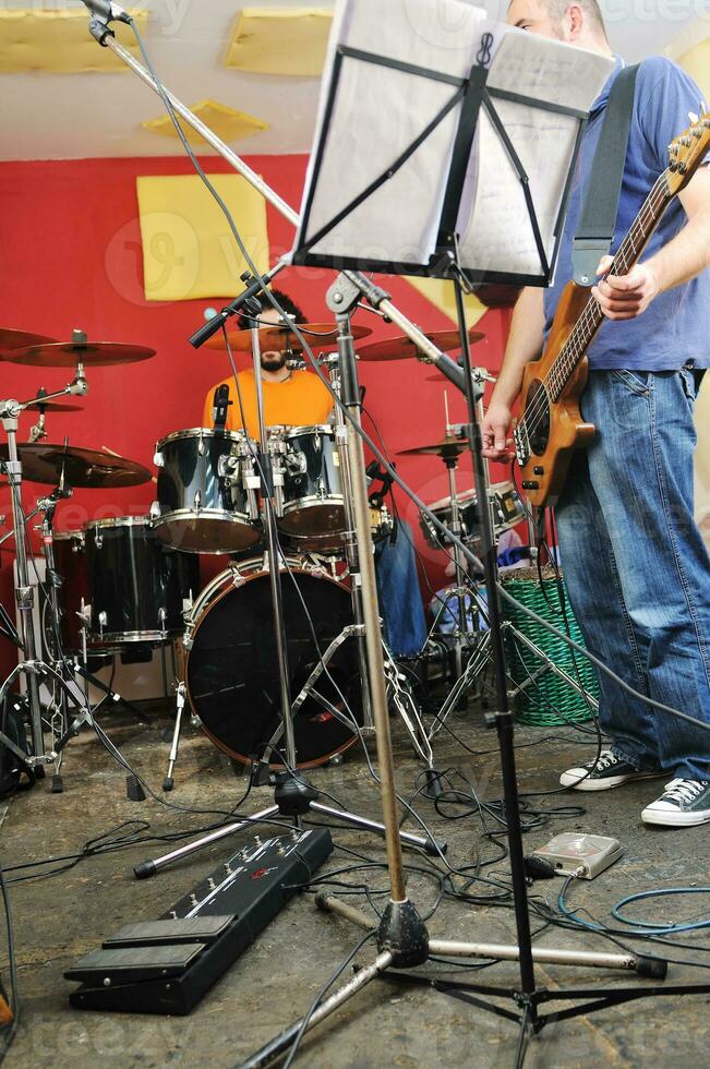 music band have training in garage photo