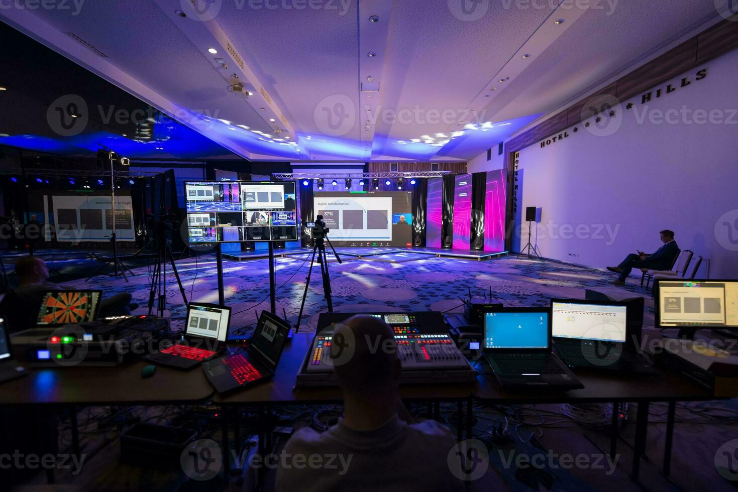 Live internet streaming of business conference meeting,online webinar or seminar via social network broadcast in new normal, covid outbreak,elearning. photo