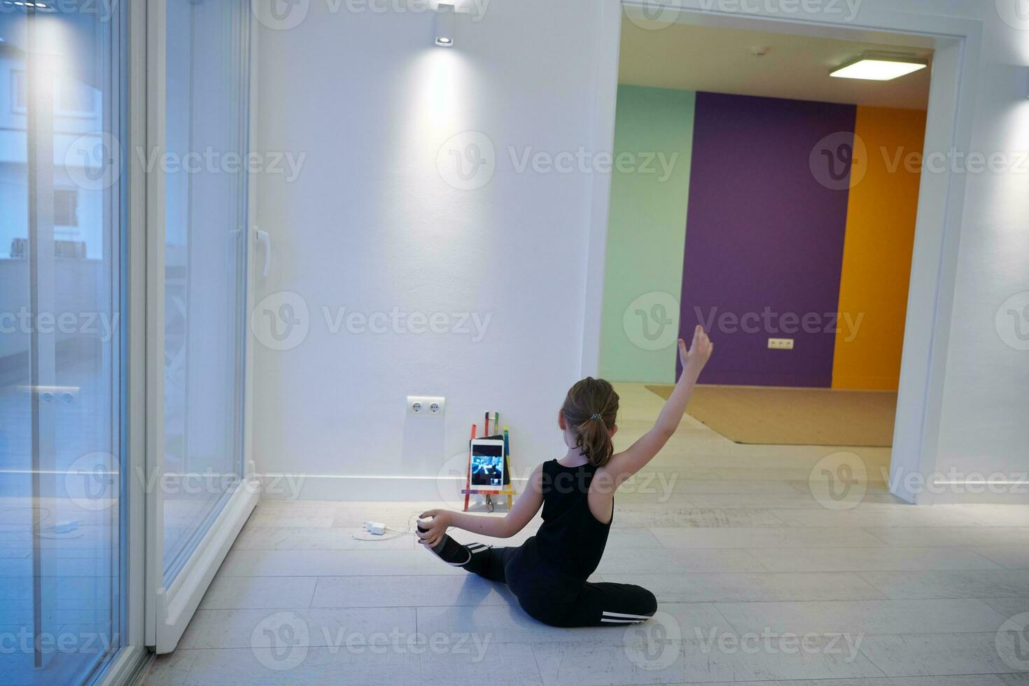 clase de ballet de educación en línea para niñas en casa foto