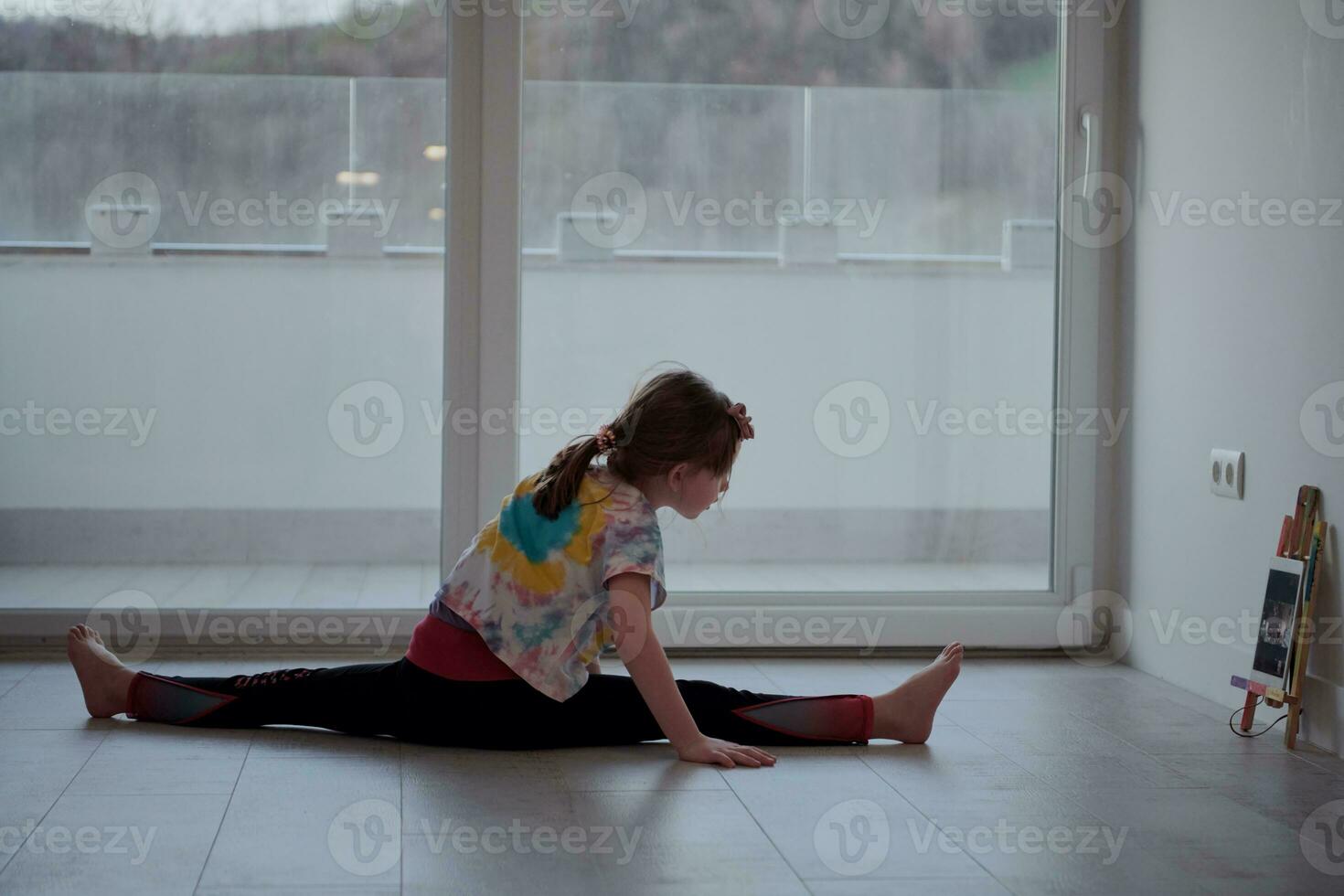 girl online education ballet class at home photo