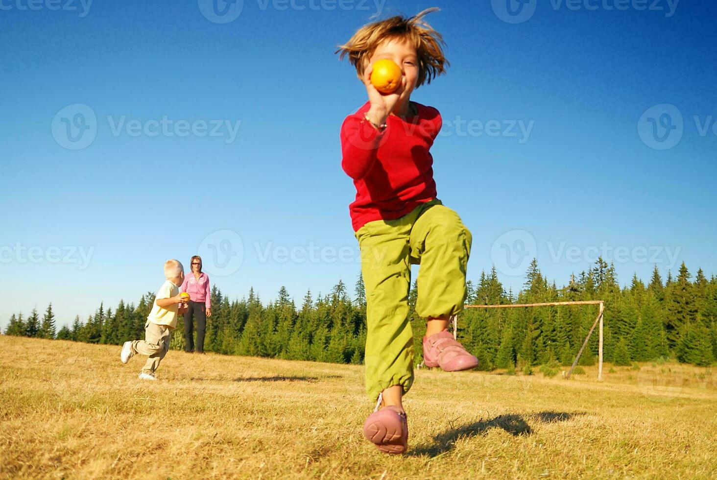 happy girl running photo