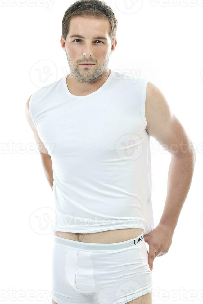 healthy fit young man islated on white background photo