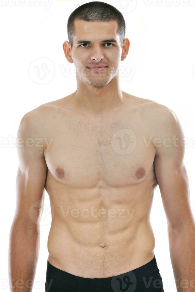 healthy fit young man islated on white background photo