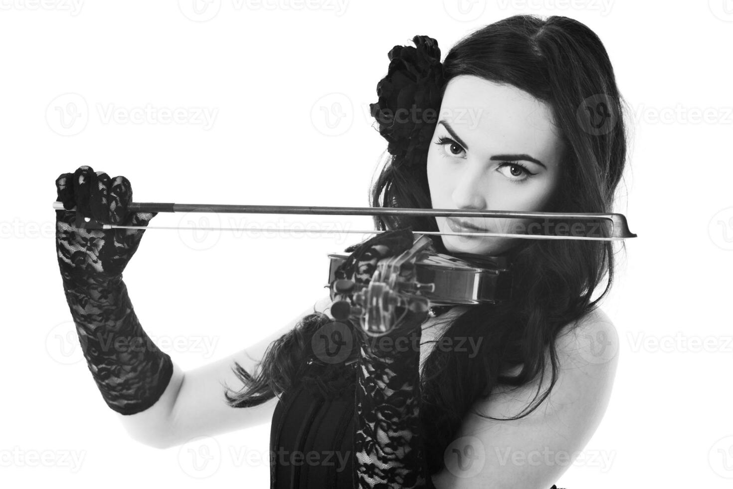 beautiful young lady play violin photo