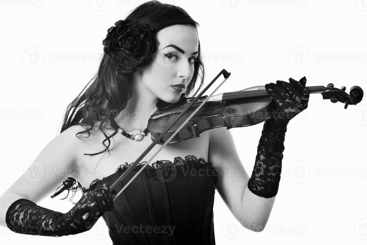 beautiful young lady play violin photo