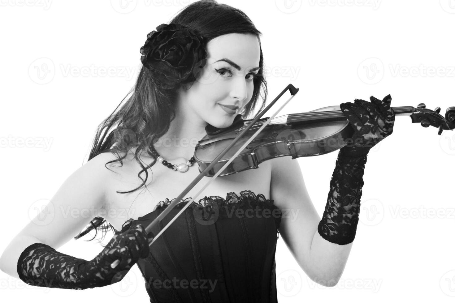 beautiful young lady play violin photo