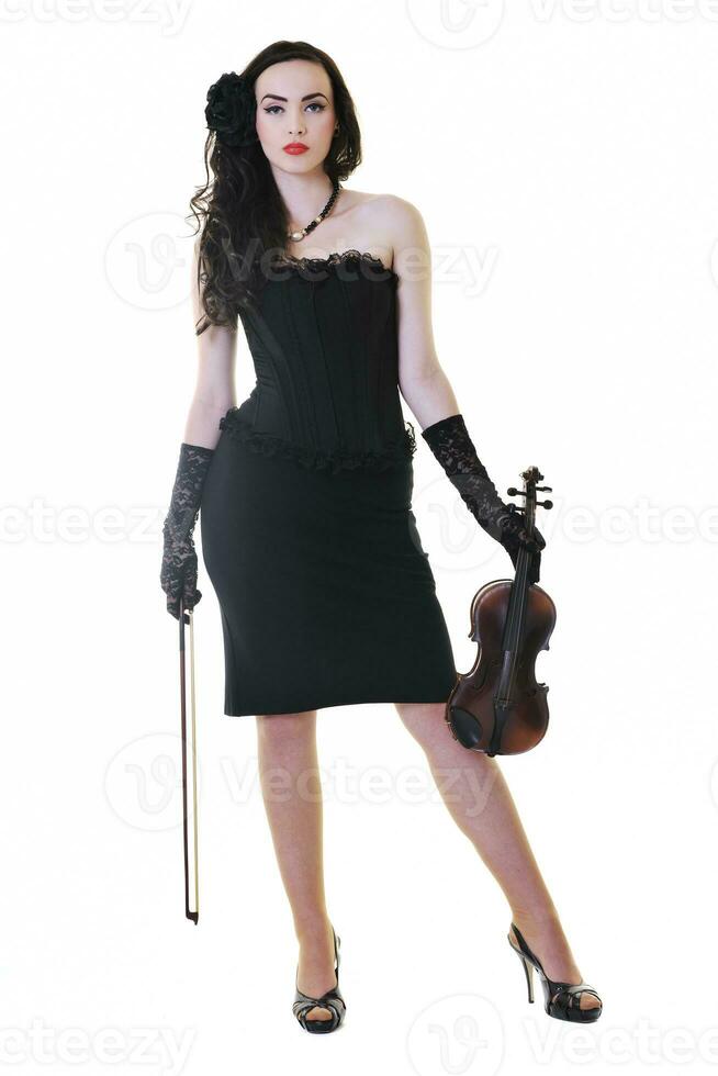 beautiful young lady play violin photo