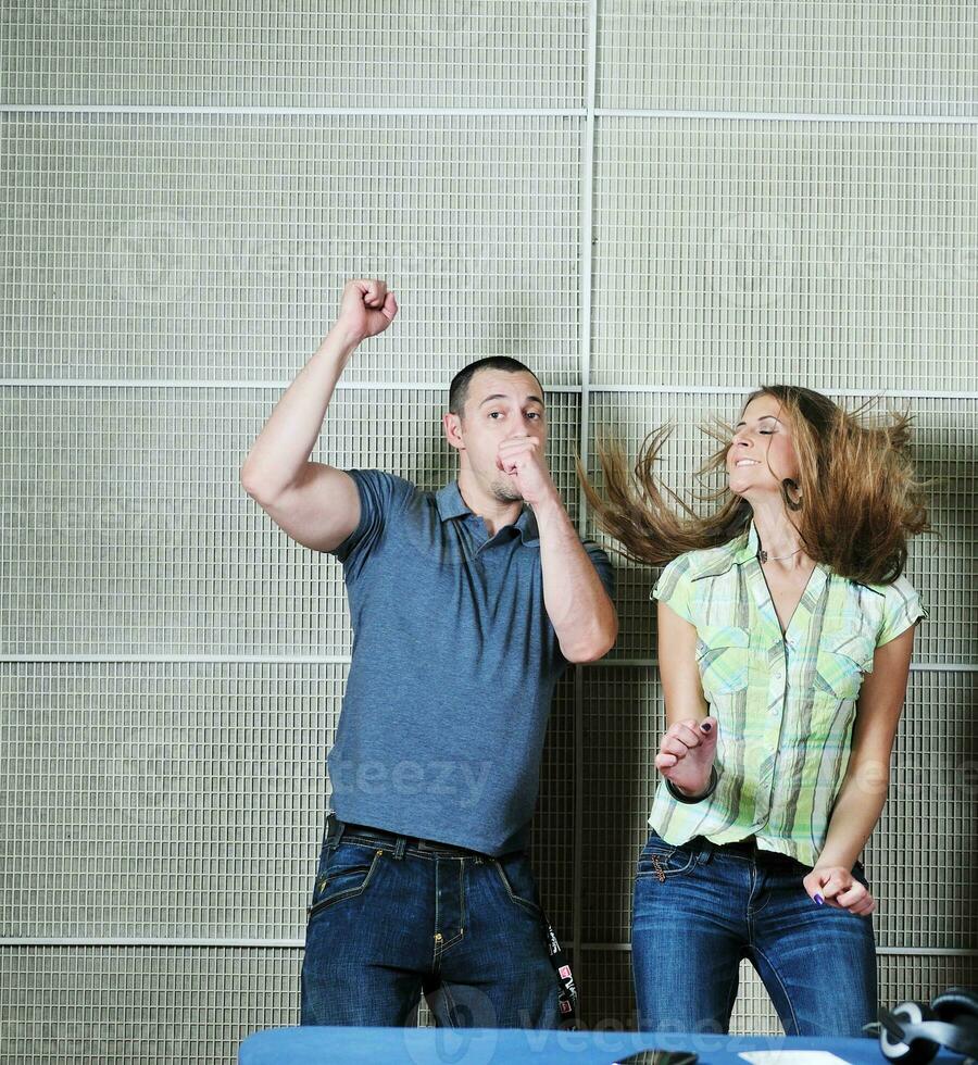 happy young couple indoor photo