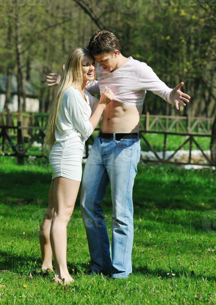 romantic couple in love outdoor photo