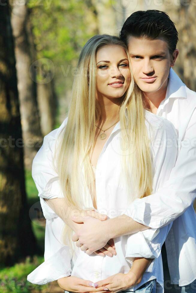 romantic couple in love outdoor photo