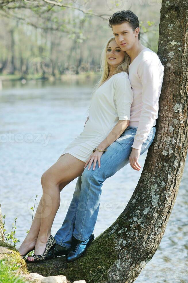 romantic couple in love outdoor photo