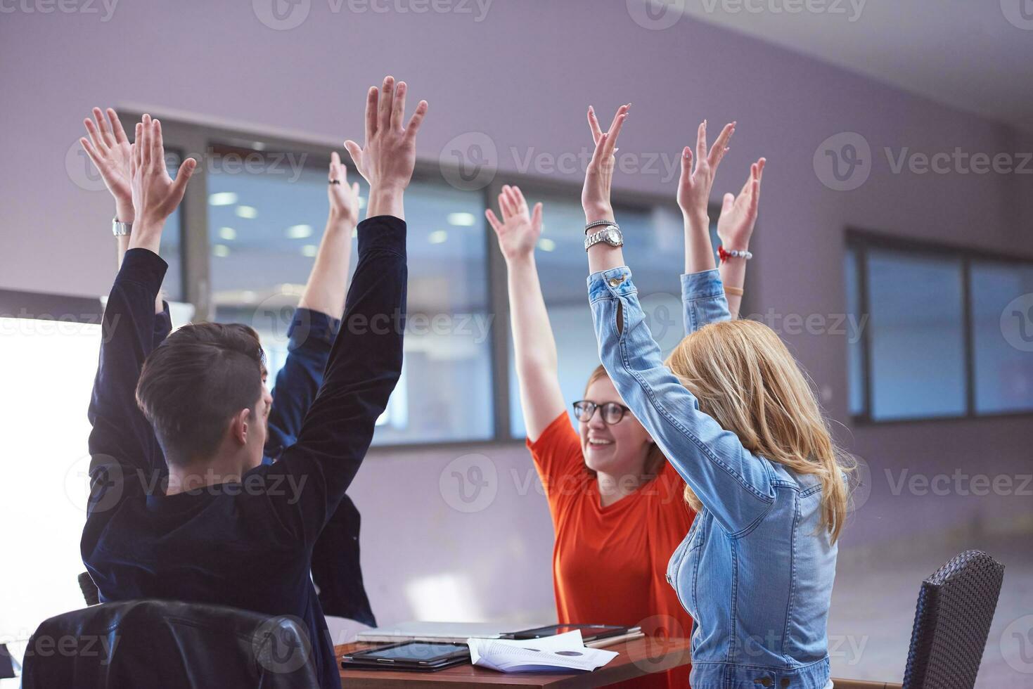 happy students celebrate photo