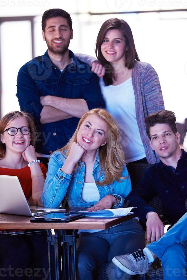 students group standing together as team photo