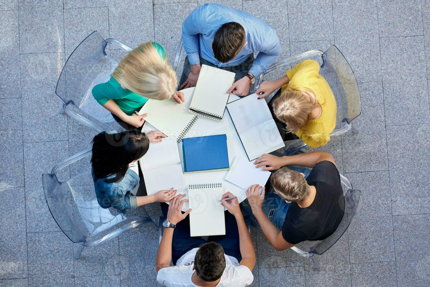 group of students  top view photo
