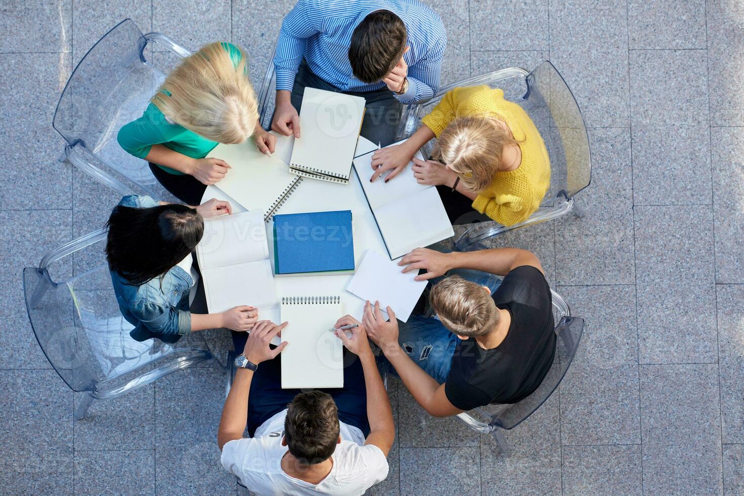 group of students  top view photo