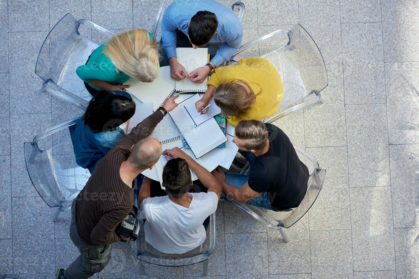 group of students  top view photo