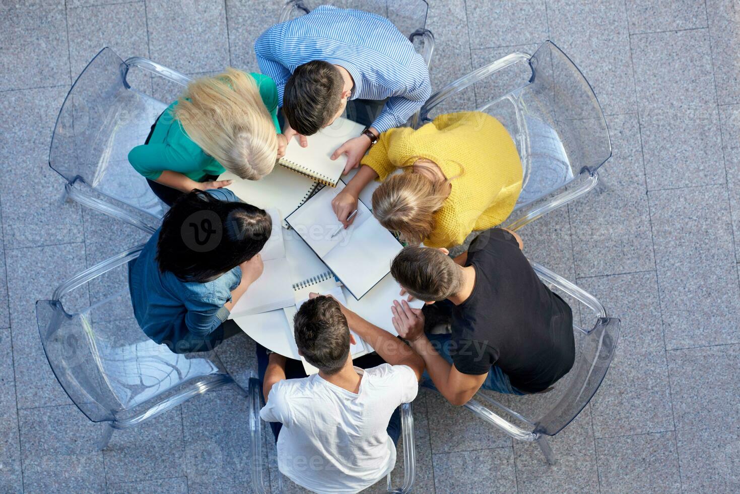 group of students  top view photo