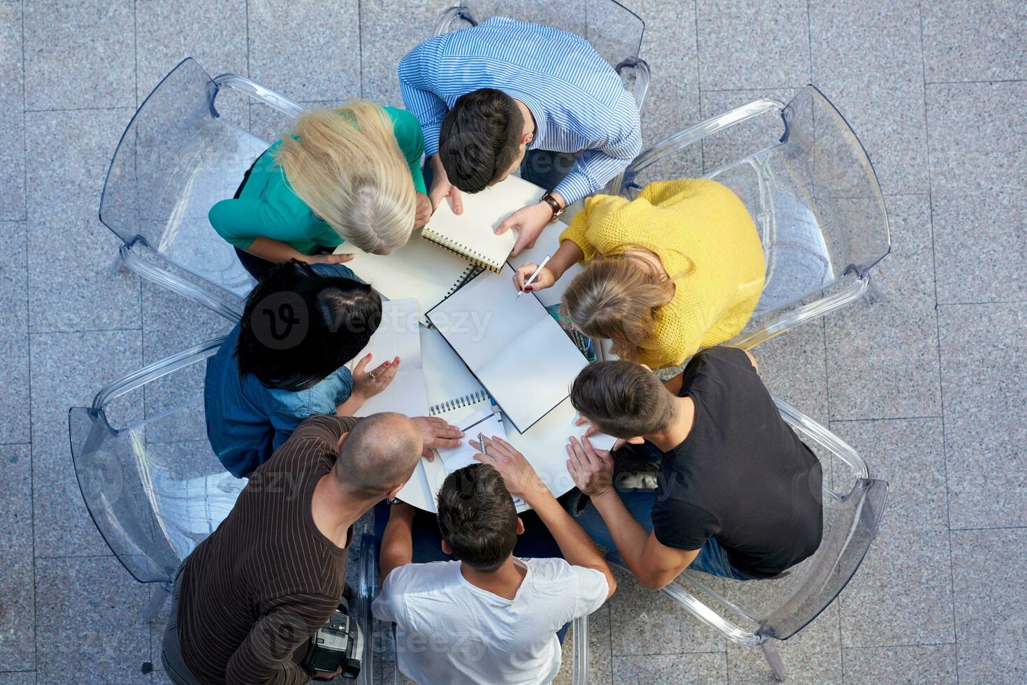 group of students  top view photo