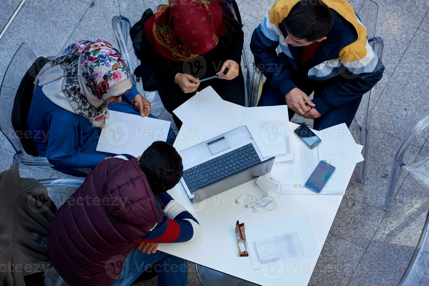 group of students  top view photo