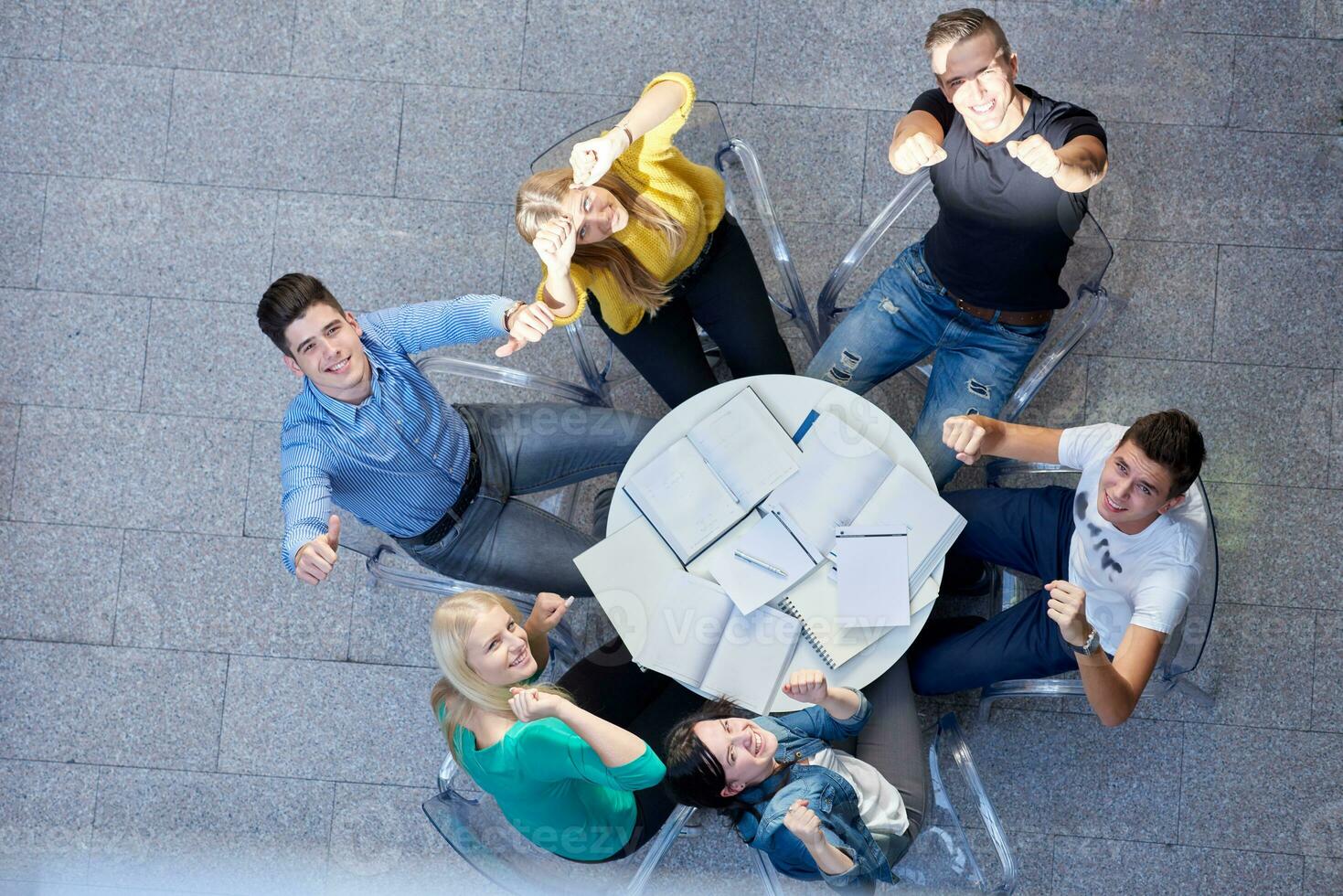 group of students  top view photo
