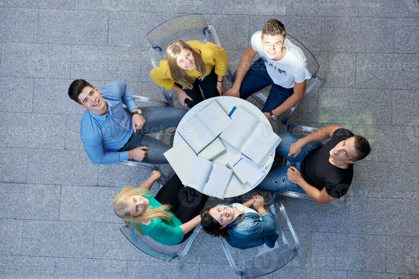 group of students  top view photo